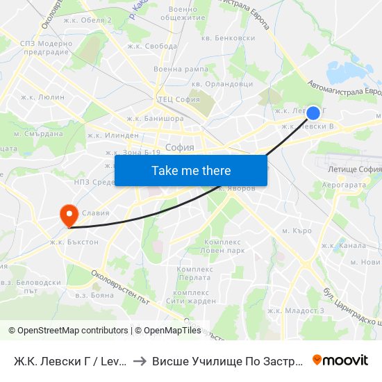 Ж.К. Левски Г / Levski G Qr (0646) to Висше Училище По Застраховане И Финанси map