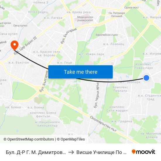 Бул. Д-Р Г. М. Димитров / G. M. Dimitrov Blvd. (0315) to Висше Училище По Застраховане И Финанси map
