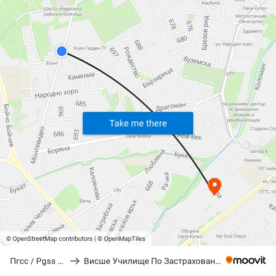 Пгсс / Pgss (1567) to Висше Училище По Застраховане И Финанси map
