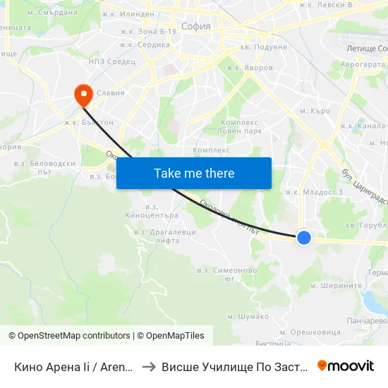 Кино Арена Іі / Arena II Cinema (2648) to Висше Училище По Застраховане И Финанси map