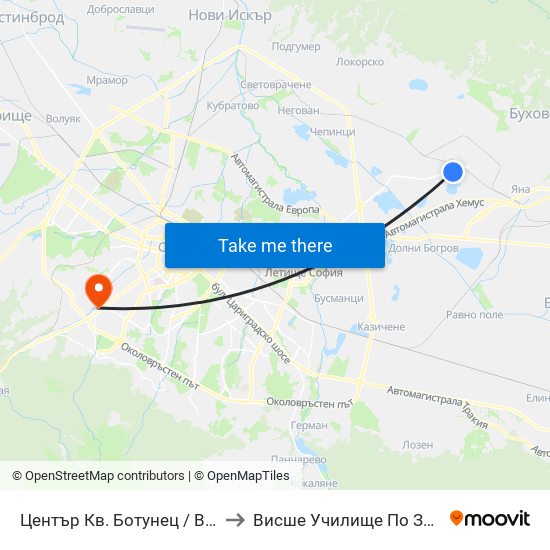 Център Кв. Ботунец / Botunets Qr. Centre (1235) to Висше Училище По Застраховане И Финанси map