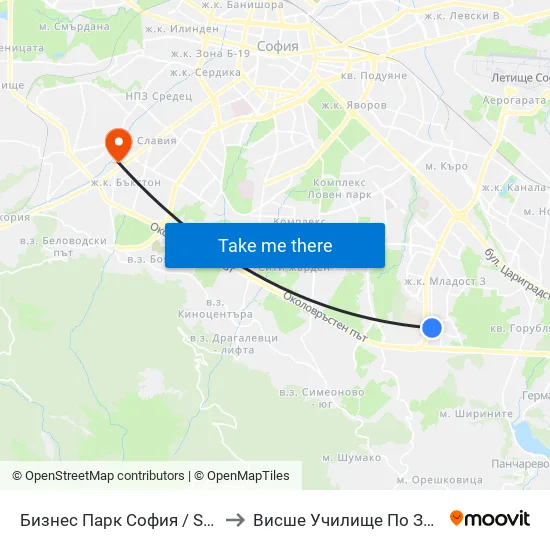 Бизнес Парк София / Sofia Business Park (2390) to Висше Училище По Застраховане И Финанси map