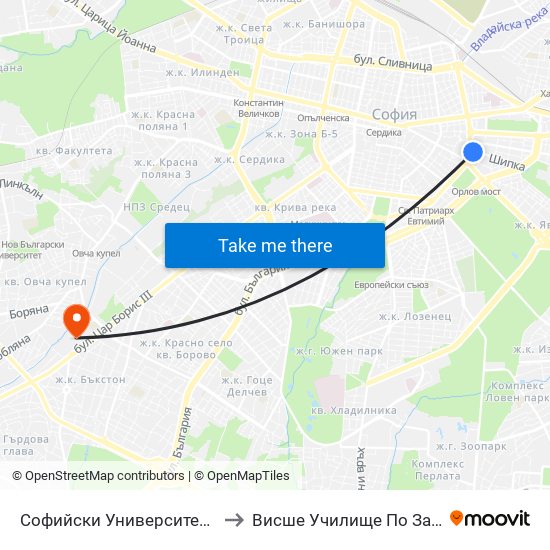 Софийски Университет / Sofia University (1697) to Висше Училище По Застраховане И Финанси map