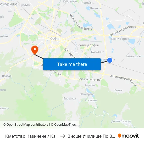 Кметство Казичене / Kazichene Municipality (0940) to Висше Училище По Застраховане И Финанси map