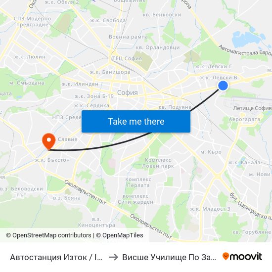 Автостанция Изток / Iztok Bus Station (2021) to Висше Училище По Застраховане И Финанси map