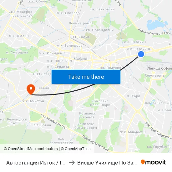🚌 Автостанция Изток / Iztok Bus Station (2021) to Висше Училище По Застраховане И Финанси map