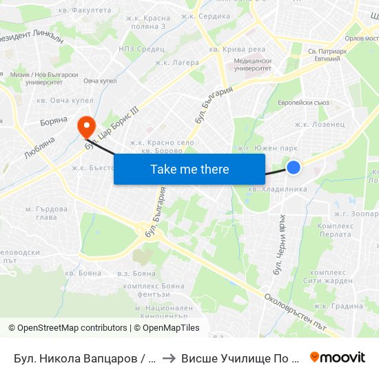 Бул. Никола Вапцаров / Nikola Vaptsarov Blvd. (0341) to Висше Училище По Застраховане И Финанси map