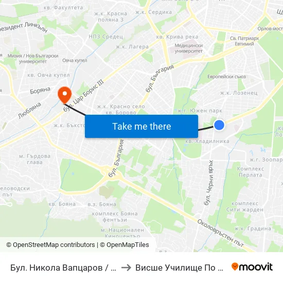 Бул. Никола Вапцаров / Nikola Vaptsarov Blvd. (0341) to Висше Училище По Застраховане И Финанси map