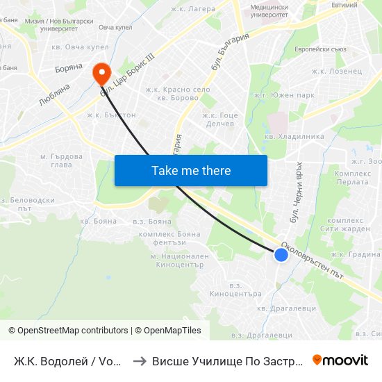 Ж.К. Водолей / Vodoley Qr. (2597) to Висше Училище По Застраховане И Финанси map