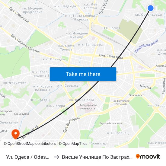 Ул. Одеса / Odessa St. (2356) to Висше Училище По Застраховане И Финанси map