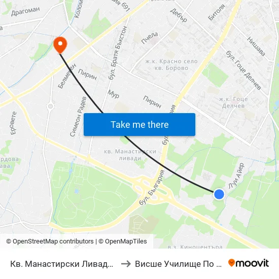 Кв. Манастирски Ливади / Manastirski Livadi Qr. (0867) to Висше Училище По Застраховане И Финанси map