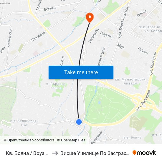 Кв. Бояна / Boyana Qr. (0807) to Висше Училище По Застраховане И Финанси map