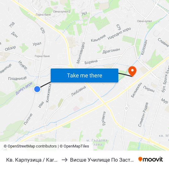 Кв. Карпузица / Karpuzitsa Qr. (0849) to Висше Училище По Застраховане И Финанси map