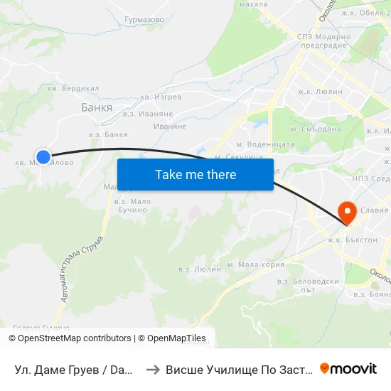 👋 Ул. Даме Груев / Dame Gruev St. (1920) to Висше Училище По Застраховане И Финанси map