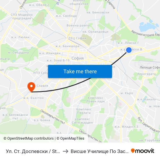 Ул. Ст. Доспевски / St. Dospevski St. (2181) to Висше Училище По Застраховане И Финанси map