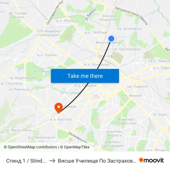 Стинд 1 / Stind 1 (0550) to Висше Училище По Застраховане И Финанси map