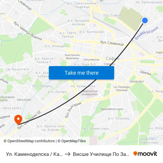 Ул. Каменоделска / Kamenodelska St. (1978) to Висше Училище По Застраховане И Финанси map