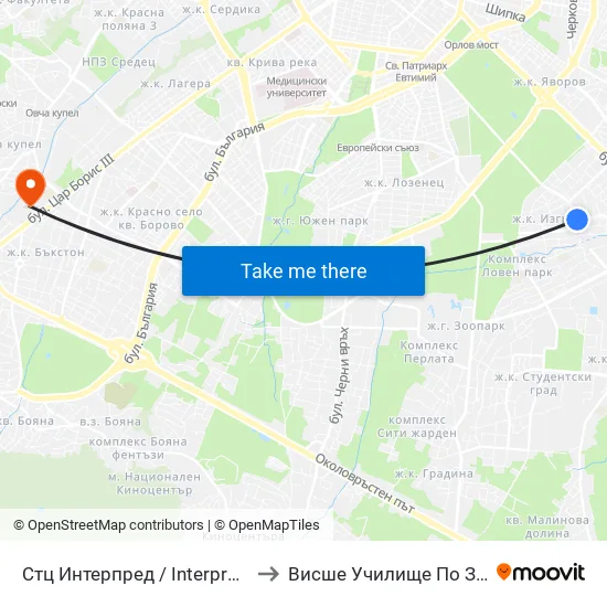 Стц Интерпред / Interpred World Trade Centre (1112) to Висше Училище По Застраховане И Финанси map
