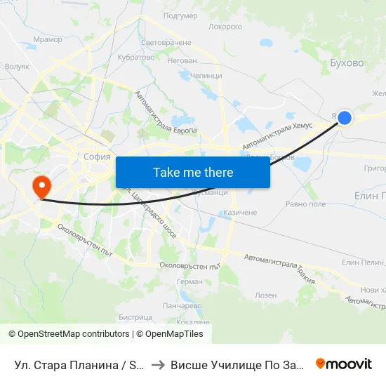 Ул. Стара Планина / Stara Planina St. (2185) to Висше Училище По Застраховане И Финанси map