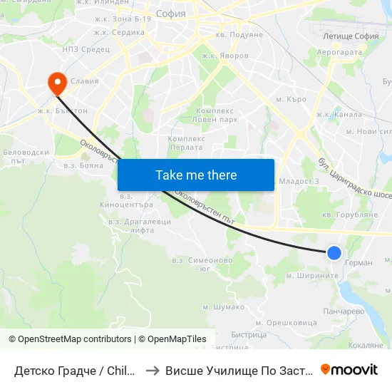 Детско Градче / Children’S Town (0535) to Висше Училище По Застраховане И Финанси map