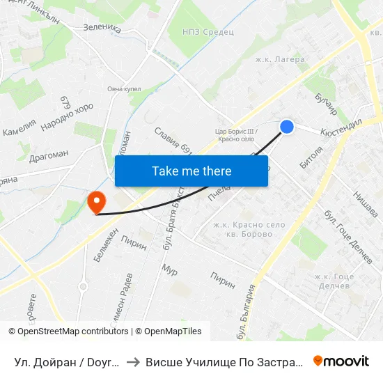 Ул. Дойран / Doyran St. (1936) to Висше Училище По Застраховане И Финанси map