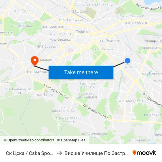 Ск Цска / Cska Sports Club (1154) to Висше Училище По Застраховане И Финанси map
