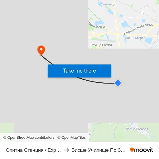 Опитна Станция / Experimental Station (1207) to Висше Училище По Застраховане И Финанси map