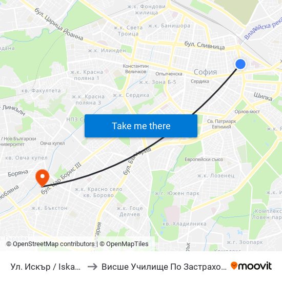 Ул. Искър / Iskar St. (1964) to Висше Училище По Застраховане И Финанси map