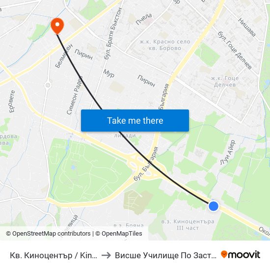Кв. Киноцентър / Kinotsentar Qr. (1967) to Висше Училище По Застраховане И Финанси map