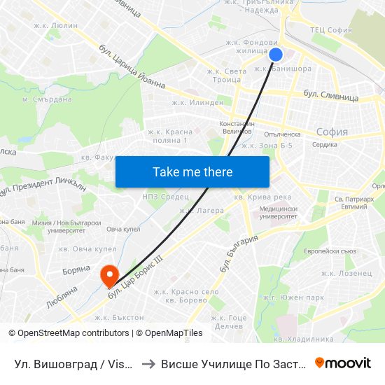 Ул. Вишовград / Vishovgrad St. (1881) to Висше Училище По Застраховане И Финанси map