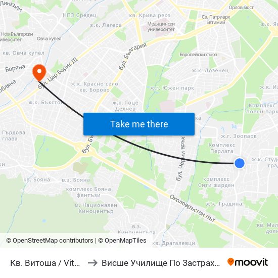 Кв. Витоша / Vitosha (0822) to Висше Училище По Застраховане И Финанси map
