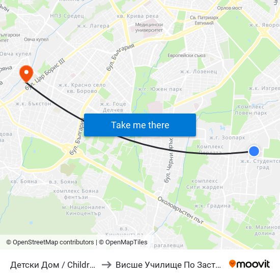 Детски Дом / Children's Home (0530) to Висше Училище По Застраховане И Финанси map