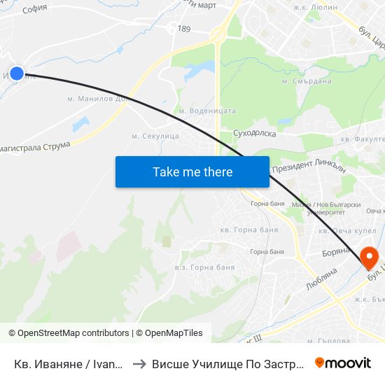 Кв. Иваняне / Ivanyane Qr. (0840) to Висше Училище По Застраховане И Финанси map