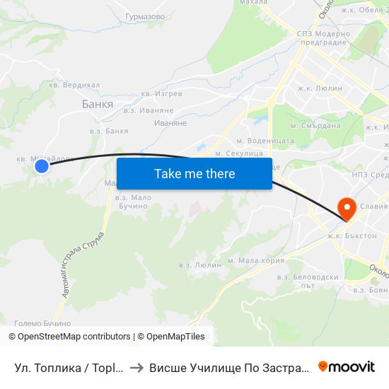 Ул. Топлика / Toplika St. (0869) to Висше Училище По Застраховане И Финанси map