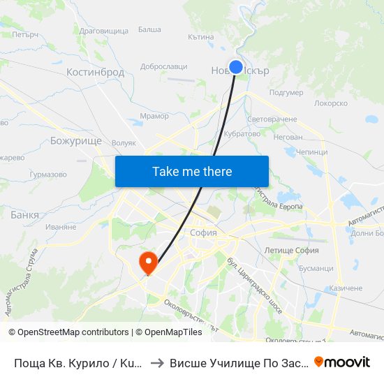 Поща Кв. Курило / Kurilo Post Office (1408) to Висше Училище По Застраховане И Финанси map