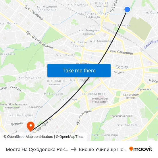 Моста На Суходолска Река / Suhodolska River Bridge (1506) to Висше Училище По Застраховане И Финанси map