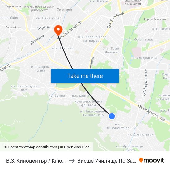 В.З. Киноцентър / Kinotsentar Villa Zone (0412) to Висше Училище По Застраховане И Финанси map