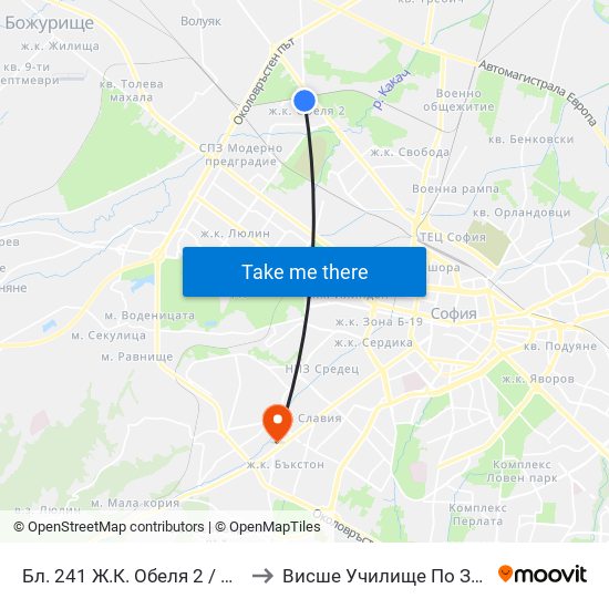 Бл. 241 Ж.К. Обеля 2 / Bl. 241, Obelya 2 Qr. (0171) to Висше Училище По Застраховане И Финанси map