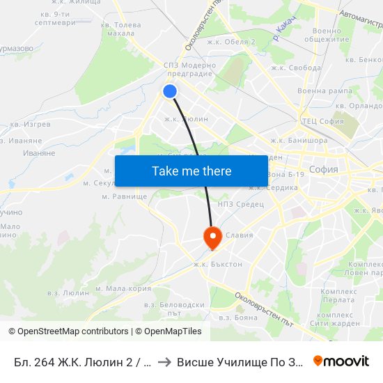 Бл. 264 Ж.К. Люлин 2 / Bl. 264, Lyulin 2 Qr. (0152) to Висше Училище По Застраховане И Финанси map