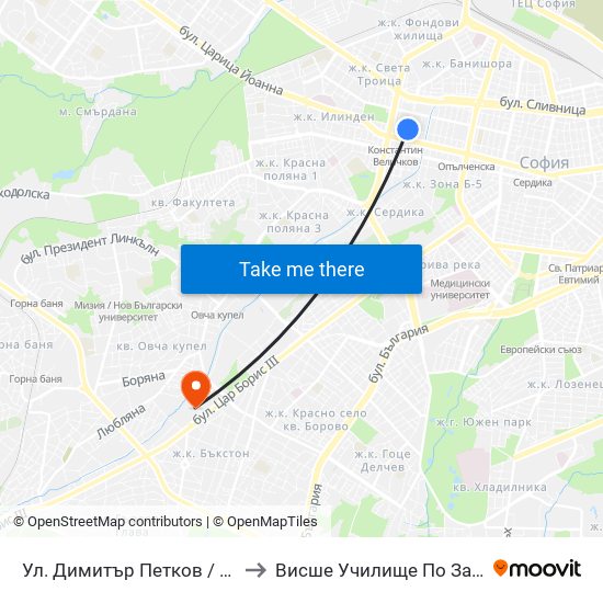 Ул. Димитър Петков / Dimitar Petkov St. (1927) to Висше Училище По Застраховане И Финанси map