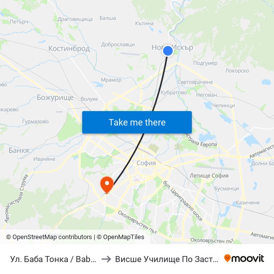 Ул. Баба Тонка / Baba Tonka St. (1832) to Висше Училище По Застраховане И Финанси map