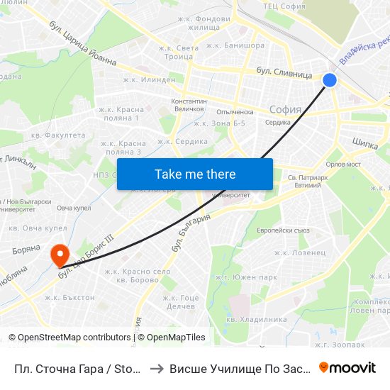 Пл. Сточна Гара / Stochna Gara Sq. (1319) to Висше Училище По Застраховане И Финанси map