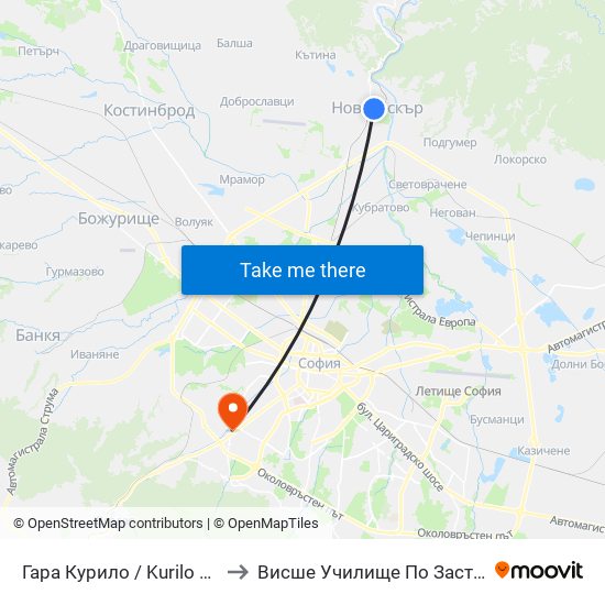 Гара Курило / Kurilo Train Station (0457) to Висше Училище По Застраховане И Финанси map