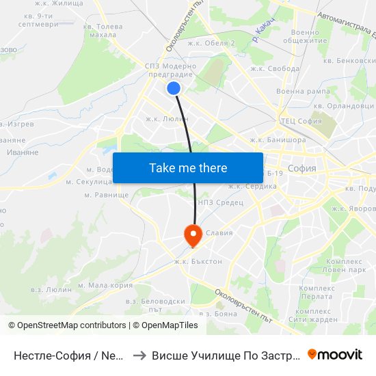 Нестле-София / Nestle Sofia (1141) to Висше Училище По Застраховане И Финанси map