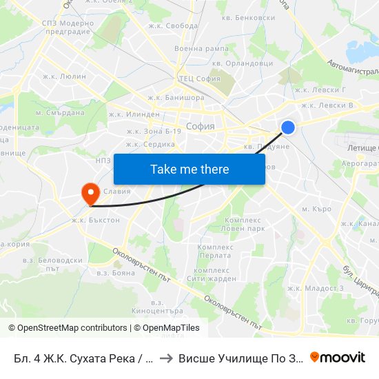 Бл. 4 Ж.К. Сухата Река / Bl. 4, Suhata Reka Qr. (0411) to Висше Училище По Застраховане И Финанси map
