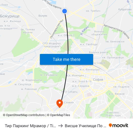 Тир Паркинг Мрамор / Tir Parking Mramor Village (2691) to Висше Училище По Застраховане И Финанси map