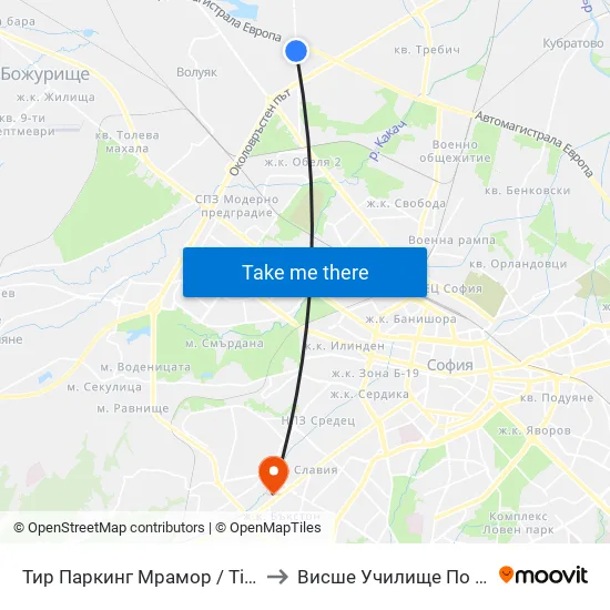 Тир Паркинг Мрамор / Tir Parking Mramor Village (2691) to Висше Училище По Застраховане И Финанси map