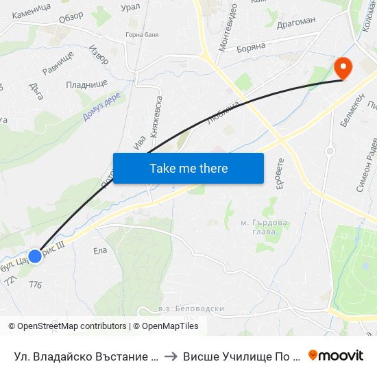 Ул. Владайско Въстание / Vladaysko Vastanie St. (1882) to Висше Училище По Застраховане И Финанси map