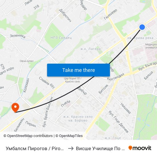 Умбалсм Пирогов / Pirogov Emergency Hospital (0760) to Висше Училище По Застраховане И Финанси map