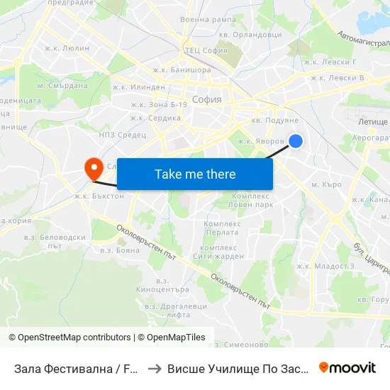 Зала Фестивална / Festivalna Hall (0729) to Висше Училище По Застраховане И Финанси map